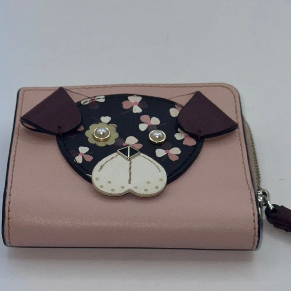 Kate Spade novelty floral pup small L zip wallet